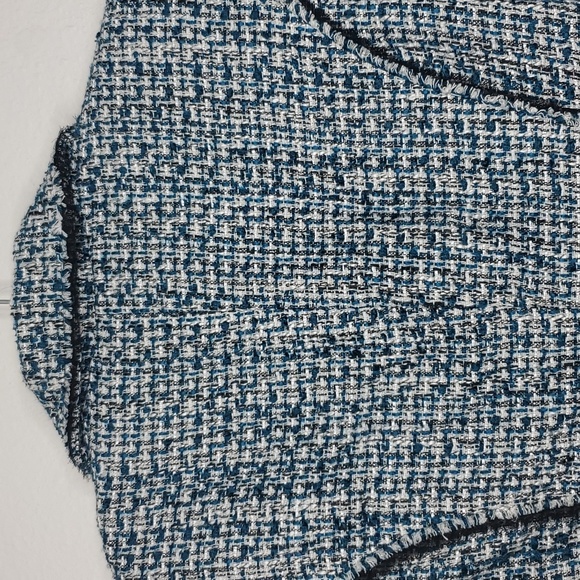 WHBM Blazer Jacket Tweed Full Zip Collared Lined Poly Acrylic Blue Womens 0 - Picture 8 of 10